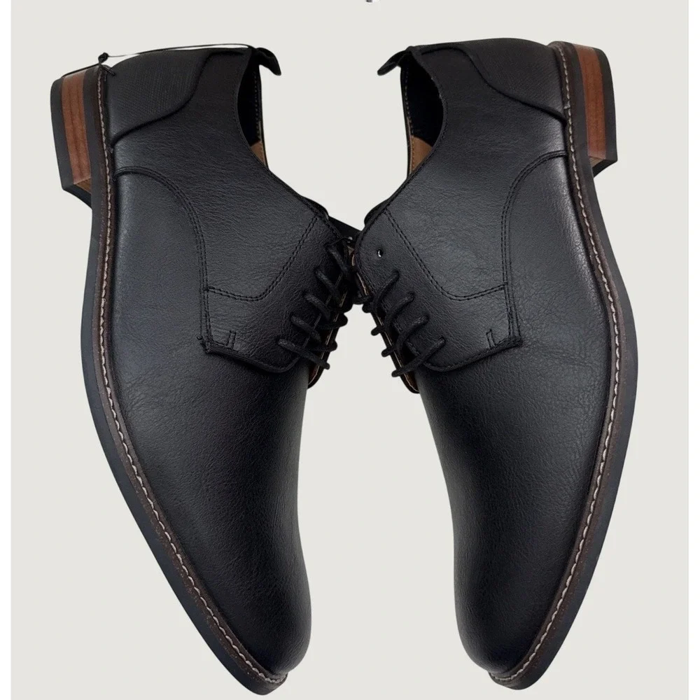 Call It Spring Mens Black Vegan Leather Derby Dress Shoes B.E.D Foam‎ Size 12 M